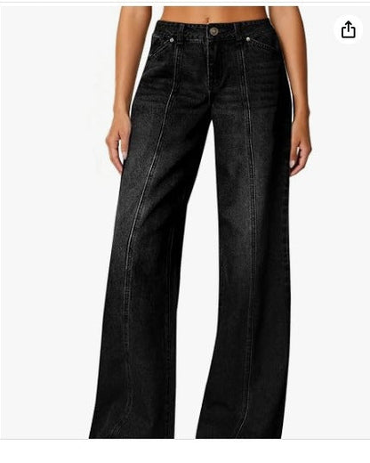 Womens Fashionable Casual Loose-Fit Denim Jeans