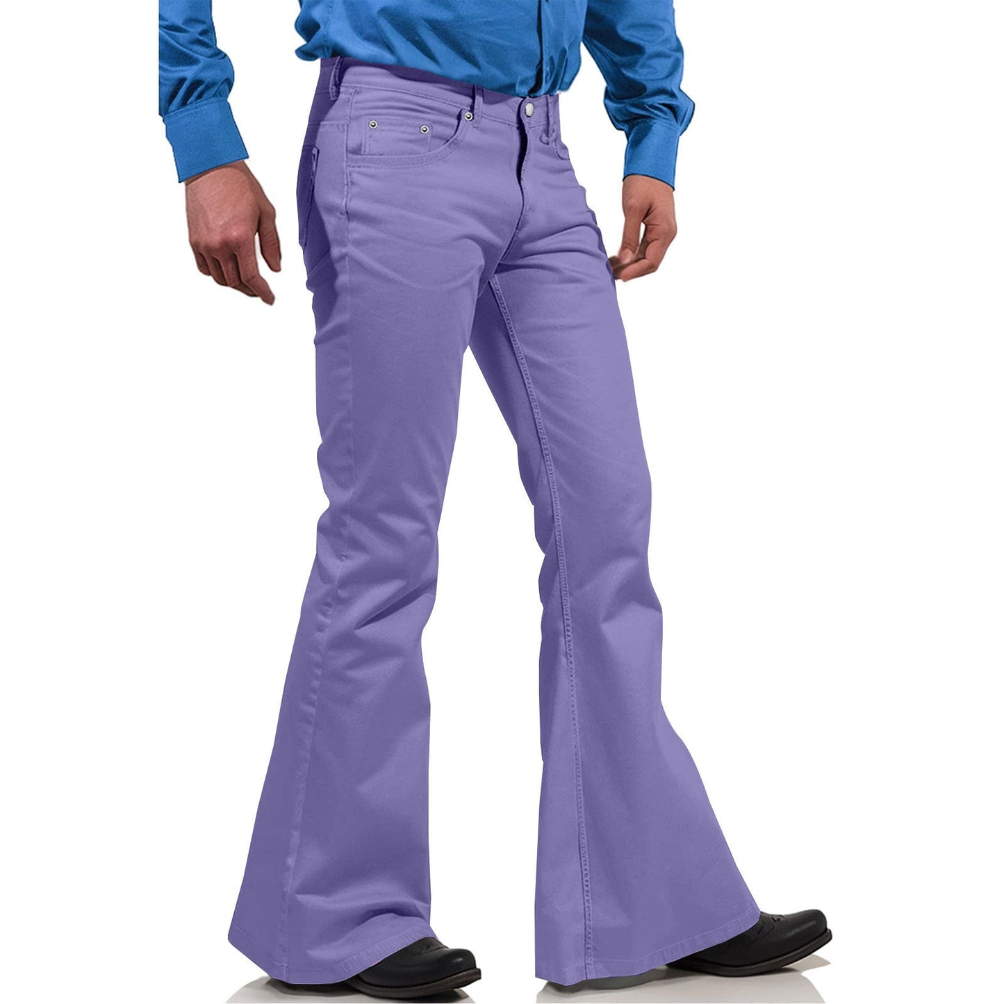 2025 New In-Stock Men's Cross-Border Amazon Solid Color Casual Stretch Slim Retro Flared Pants