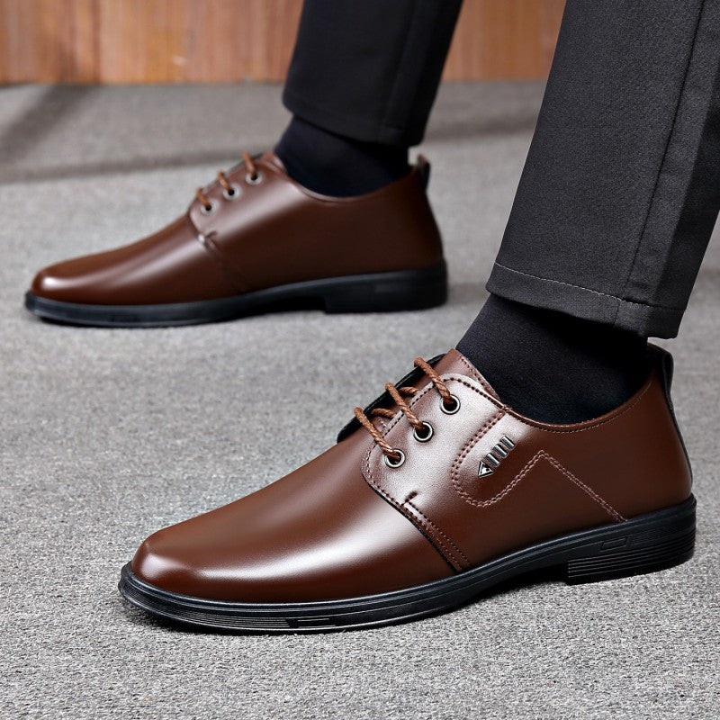 Premium Men's Leather Shoes, Business Formal Casual Leather Shoes, Lace-Up With Decorative Buckle, British Style