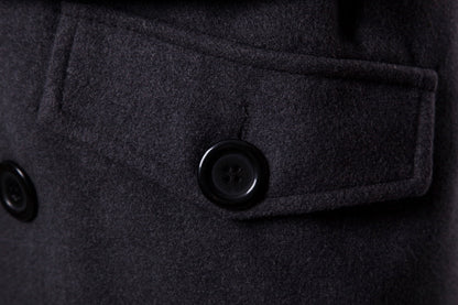Double-breasted Hooded Belted Mid-length Wool Trench Coat