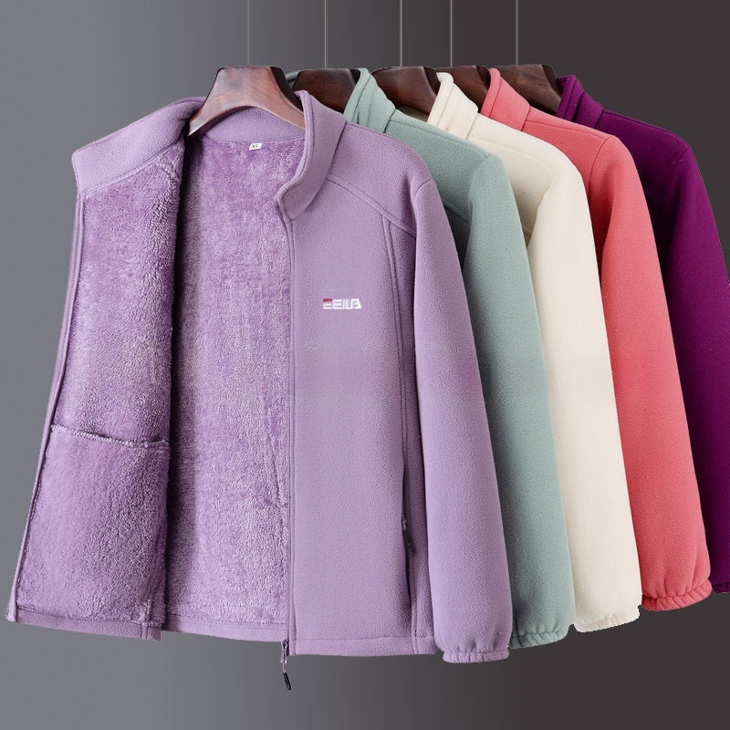 Fleece-lined Heavyweight Polar Fleece Windproof And Warm Stand-collar Jacket