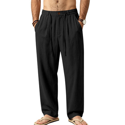 Loose-fit Mens Casual Straight-leg Trousers