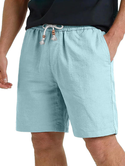 Men's Cotton And Linen Lace-up Plus Size Pocket Casual Shorts