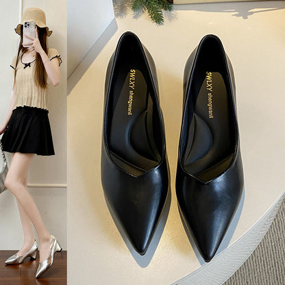 Pointed Toe Low Cut Pumps For Women 2026 Spring New Wedge Hidden Heel Simple Slip On Commute Work Shoes