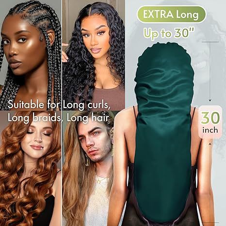 Long Double-layer Silk Sleep Cap Long-tube Hat With Elastic Brim Made From Mulberry Silk