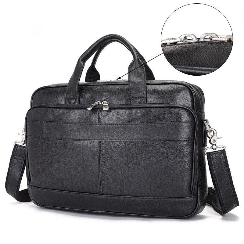 Retro Crazy Horse Leather Multi-Functional Shoulder Briefcase