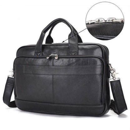 Retro Crazy Horse Leather Multi-Functional Shoulder Briefcase