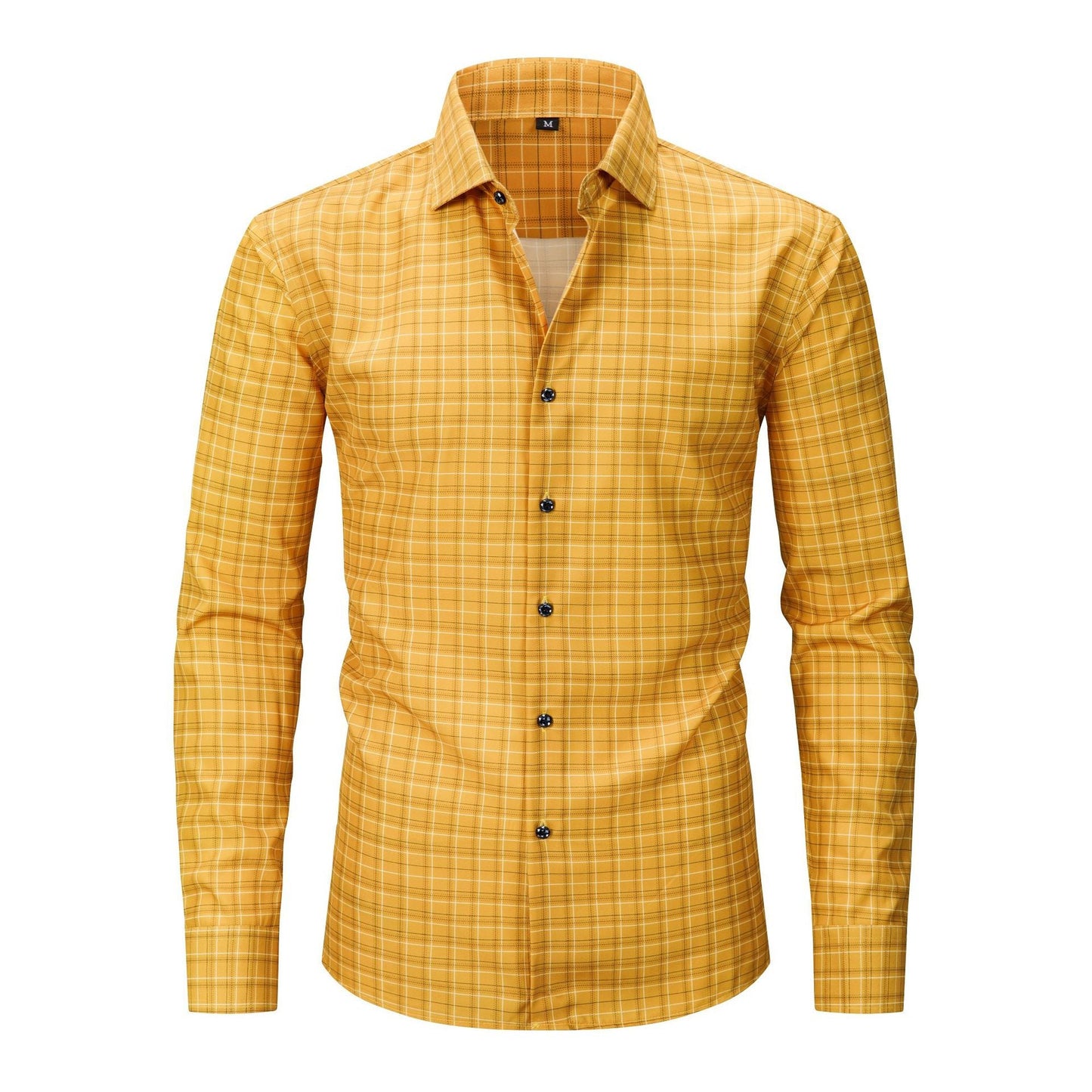 Mens Stretch Wrinkle-Free Digital-Print Plaid And Stripe Shirt