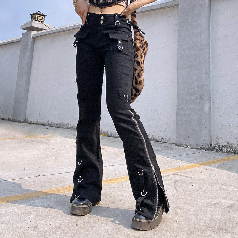 Low-rise Straight-leg Slimming Utility Trousers With A Zipper