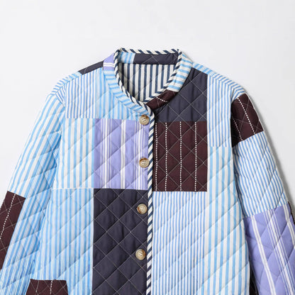 Commuter-style Quilted Cotton-padded Coat With A Printed Design