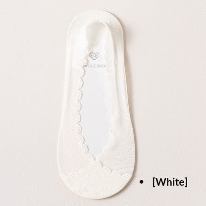 Womens Lace Invisible No-show Socks With Silicone Non-slip Backing