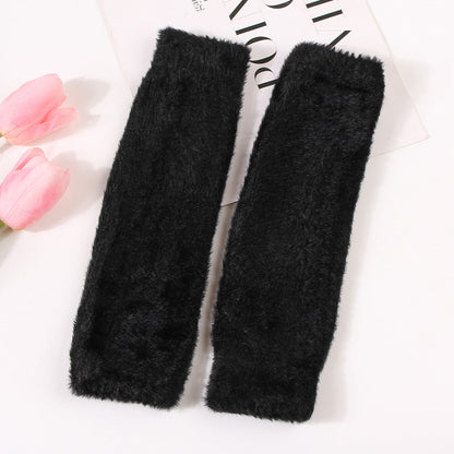 Womens Plush Half-finger Gloves Versatile And Warm
