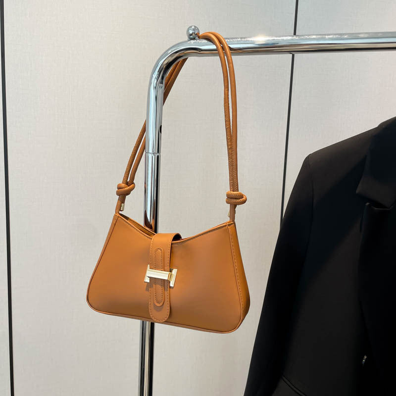 Womens Minimalist Textured-design Single-shoulder Crossbody Underarm Bag