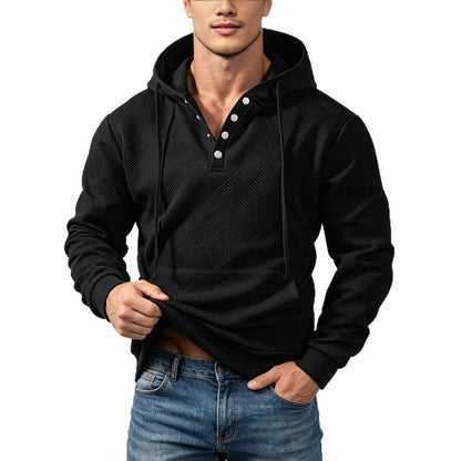Mens Retro Long-Sleeve Hoodie Top