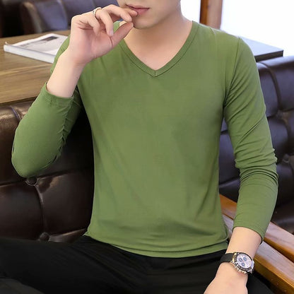 Autumn And Winter Military Fans Men's T-shirt Long Sleeve Slim Solid Color Crew Neck Pullover Original Men's Bottoming Shirt Manufacturers Wholesale
