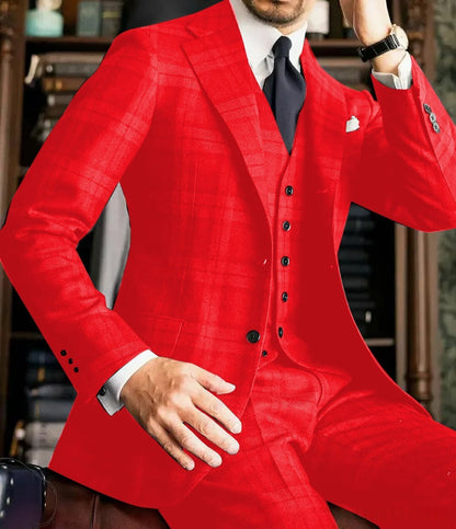 European And American Plaid Suit Set For Men Designer Crafted