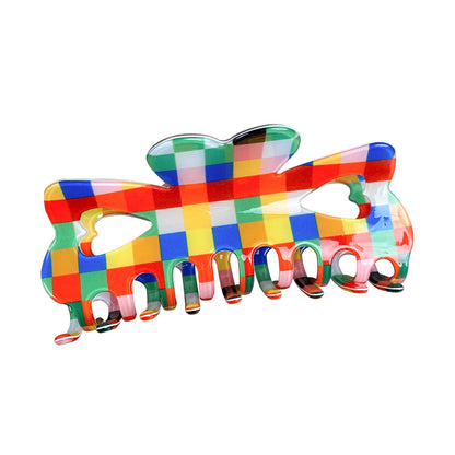 Chessboard Lattice Hair Clip Elegant Acetic Acid