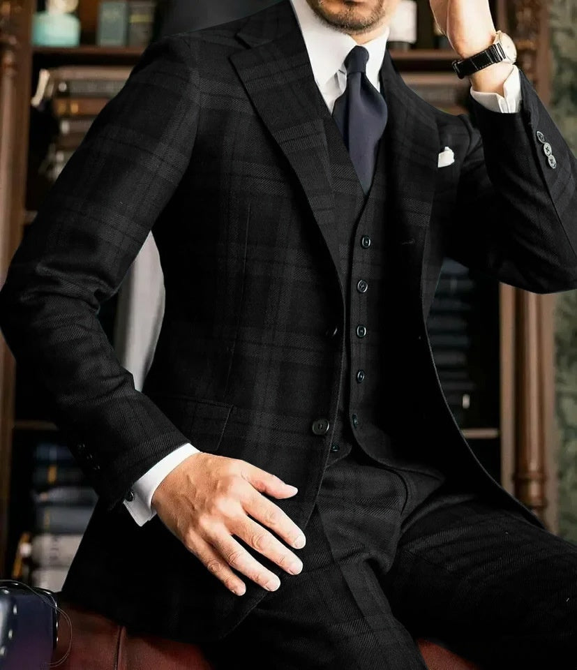 European And American Plaid Suit Set For Men Designer Crafted