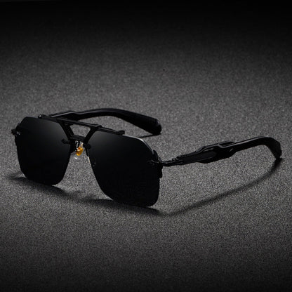Metal Double-bridge Oversized Sunglasses