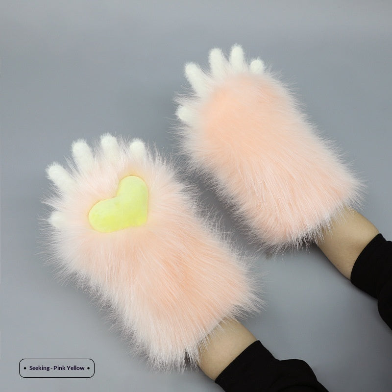 Plush-style Animal Costume Claw Gloves For Women