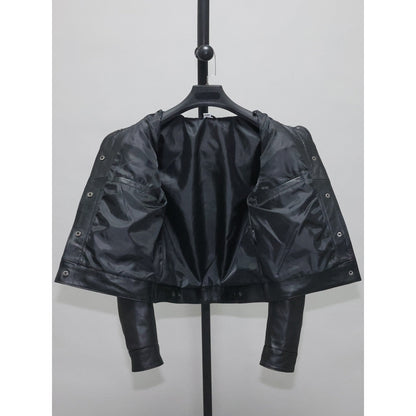Womens Slim-fit Short Full-Grain Sheepskin Leather Jacket