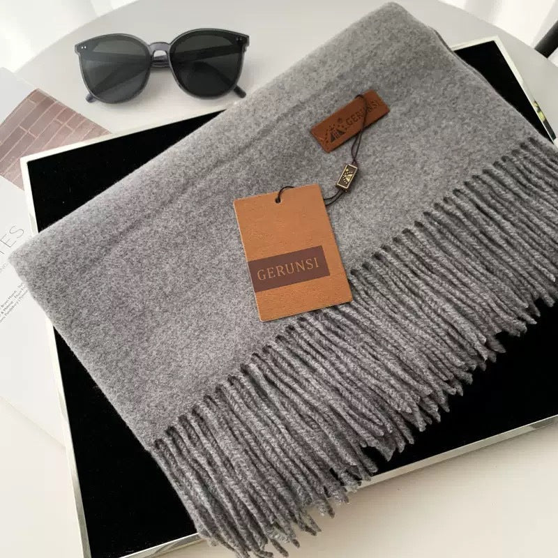 Womens Thickened Fashionable Solid-Color Tassel Scarf