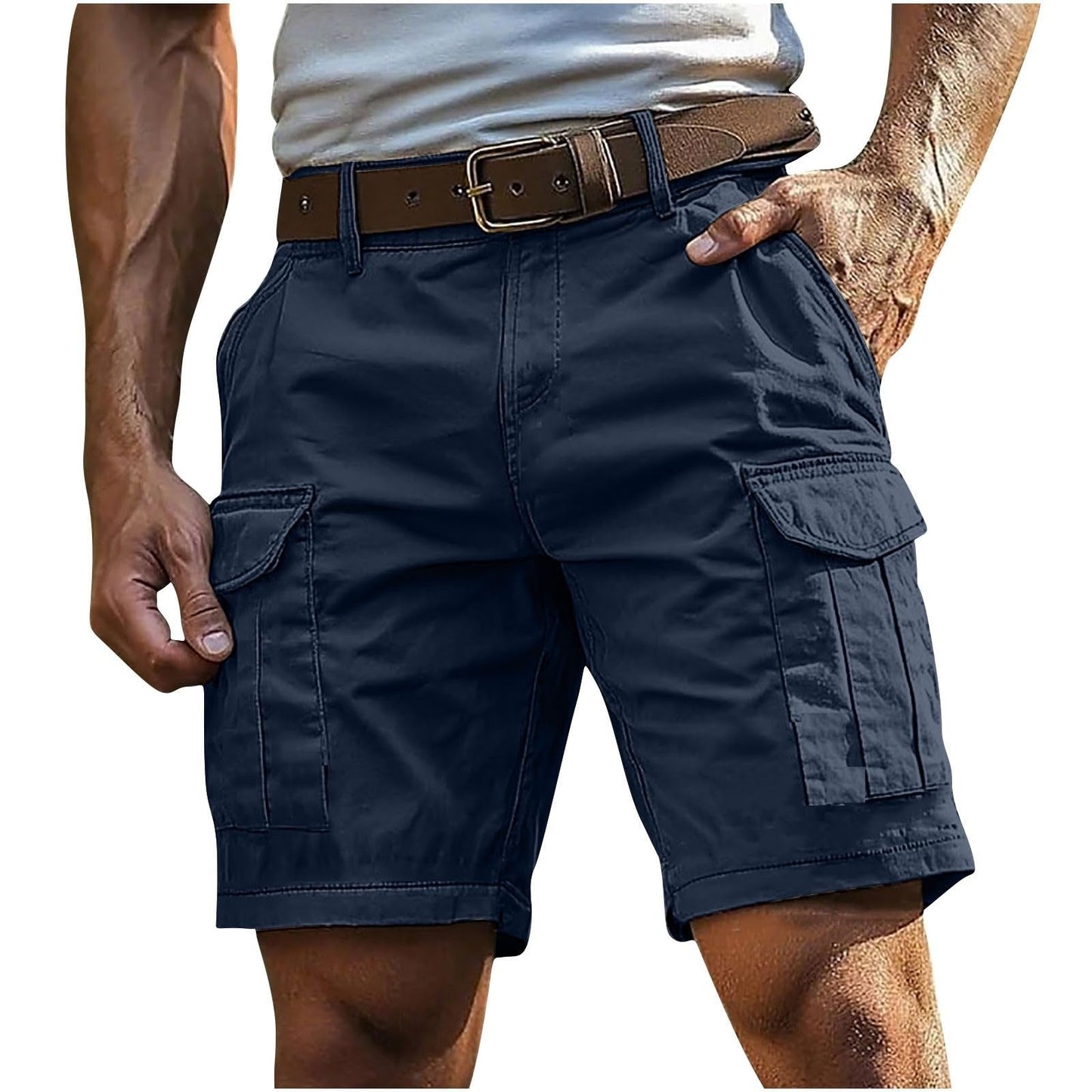 Cross-Border Export Men's Casual Cargo Shorts Multi-Pocket Summer Sports Cargo Shorts High-Waisted Shorts Knee-Length Shorts