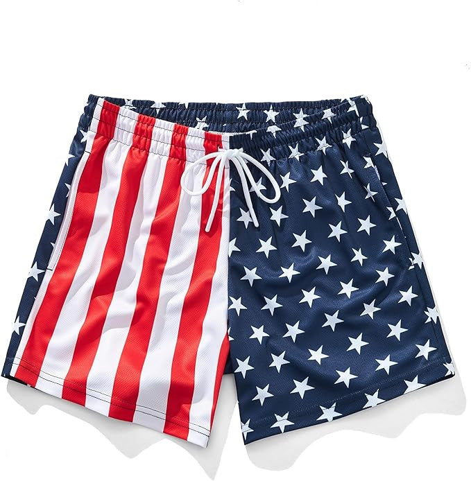Casual Mens Wide-leg Printed Pinhole Shorts
