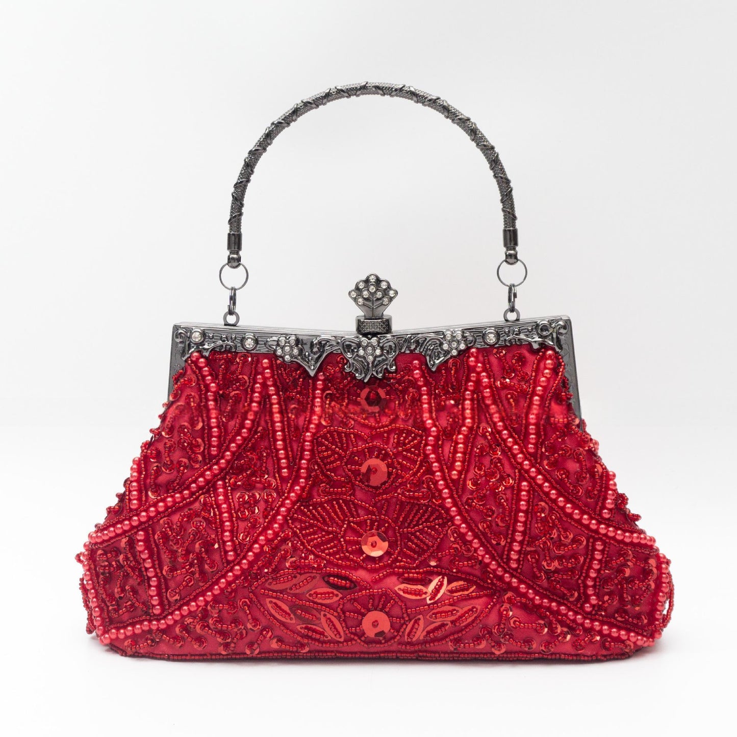Vintage Handmade Beaded Embroidery Evening Bag For Gowns