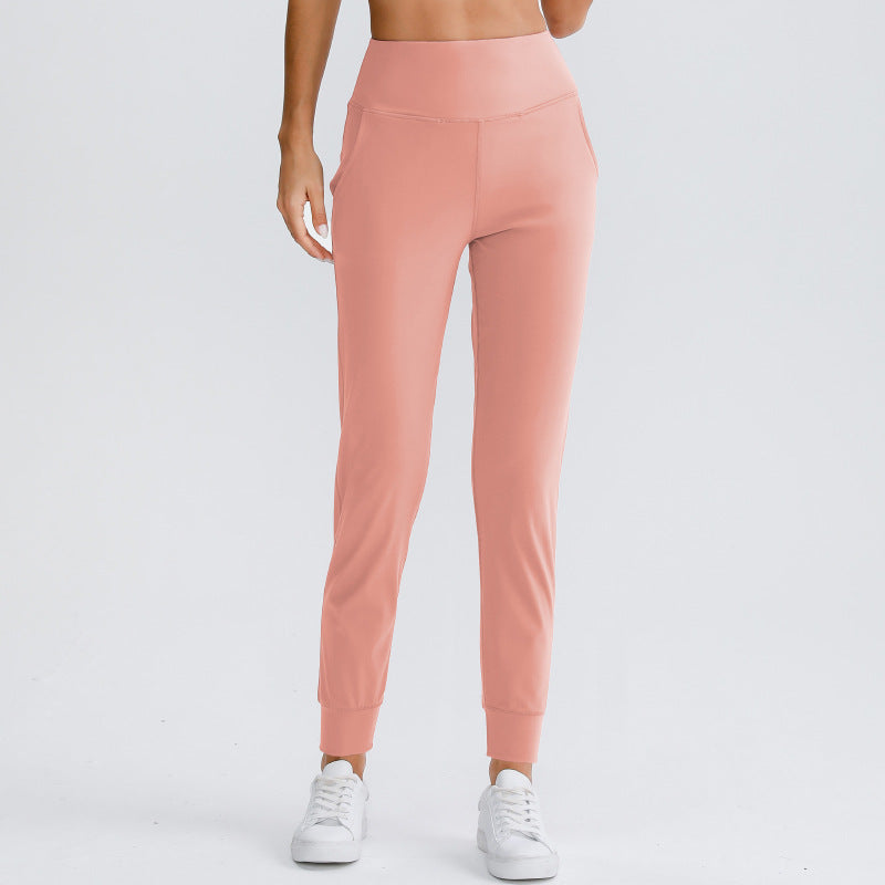 Women Solid Color Elastic Jogger Pants Loose Slim Fit Yoga Sweatpants With Pockets Running Workout Casual Athletic Trousers