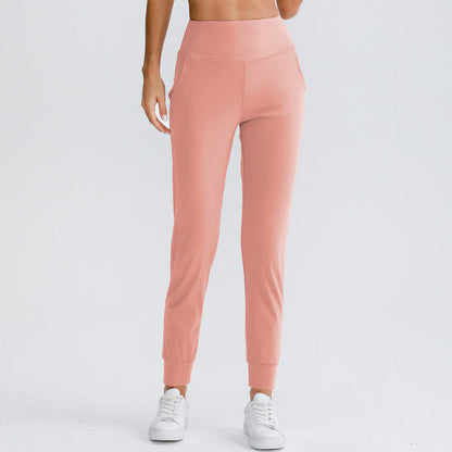 Women Solid Color Elastic Jogger Pants Loose Slim Fit Yoga Sweatpants With Pockets Running Workout Casual Athletic Trousers