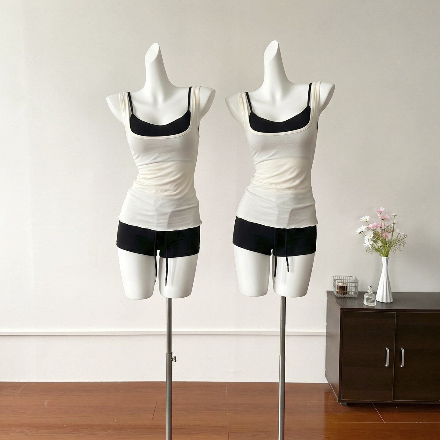 Sweet-and-sexy Color-blocked Two-piece Camisole Set