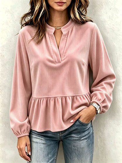 Casual Chic Corduroy Long-sleeve Top