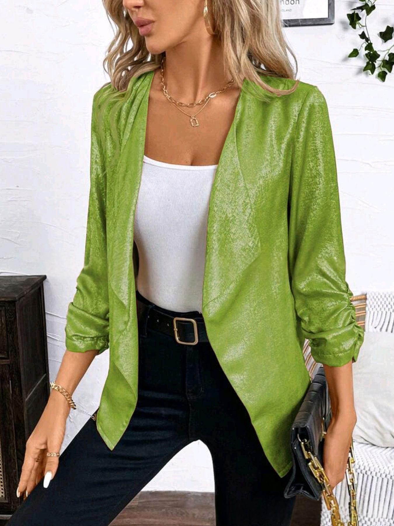 Fashionable Gold-foil-pressed Shimmering Petite Blazer Top