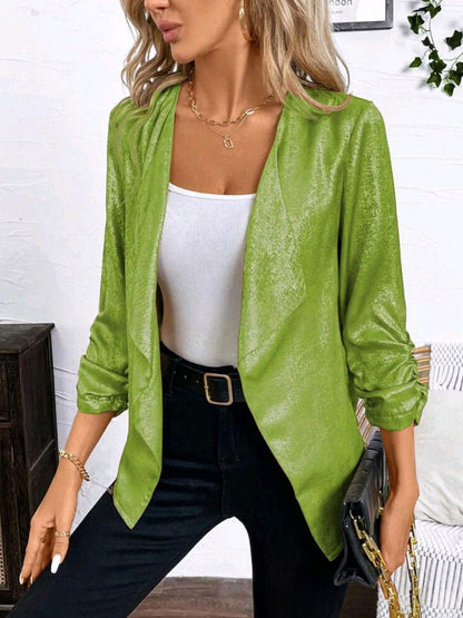 Fashionable Gold-foil-pressed Shimmering Petite Blazer Top
