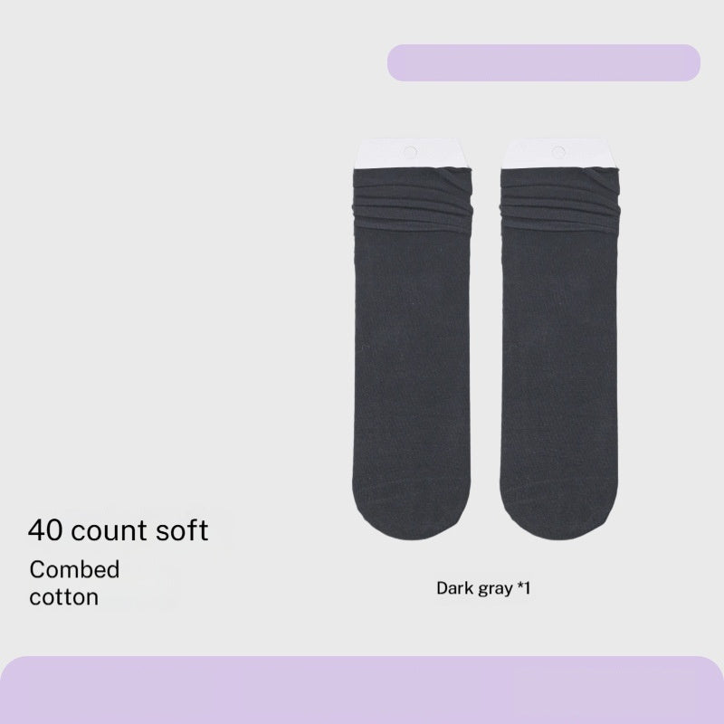 Combed Cotton Sweat-absorbent Deodorant Solid-color Knee-high Socks