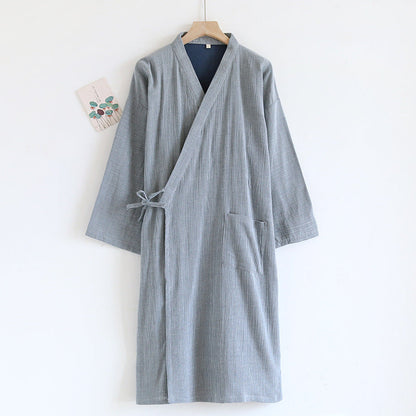 Japanese-style Kimono Pajamas Lace-up Bathrobe Men's Spring And Summer Thin Pure Cotton