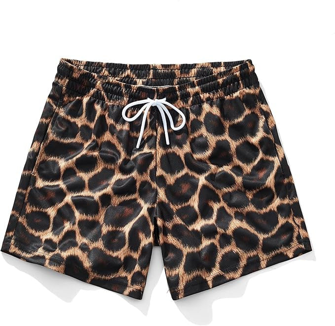 Casual Mens Wide-leg Printed Pinhole Shorts