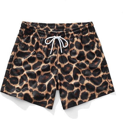 Casual Mens Wide-leg Printed Pinhole Shorts