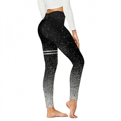 High-waisted Yoga Pants With Double-ring Gold-stamped Print