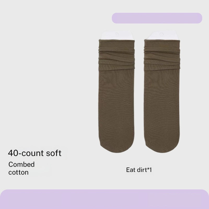 Combed Cotton Sweat-absorbent Deodorant Solid-color Knee-high Socks