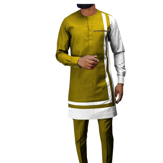 African Ethnic Printing Batik Cotton Men's Suit