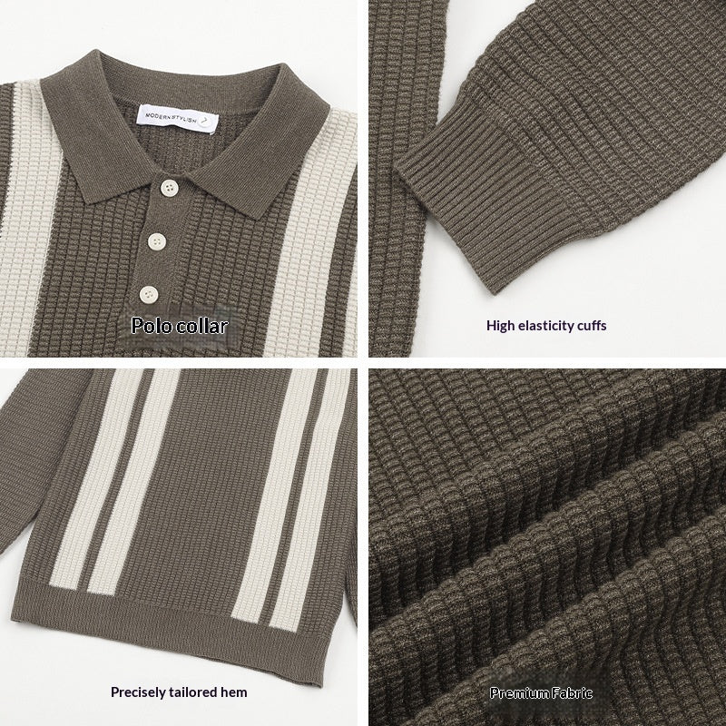 Mens Long-sleeve Knitted Casual Warm Top