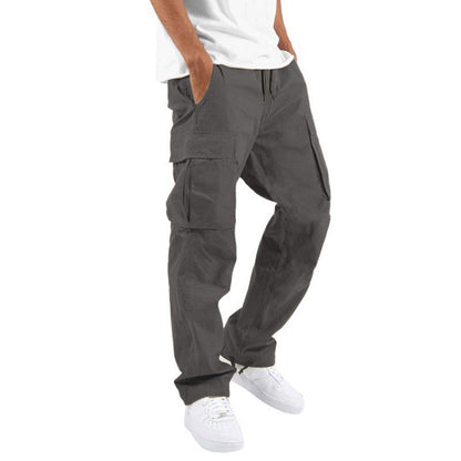 In Stock Amazon Summer New Men's Overalls European And American Independent Station Foreign Trade Drawstring Multi-pocket Casual Pants