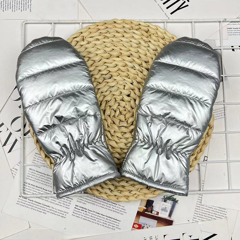 Thickened Womens Down And Cotton Thermal Gloves