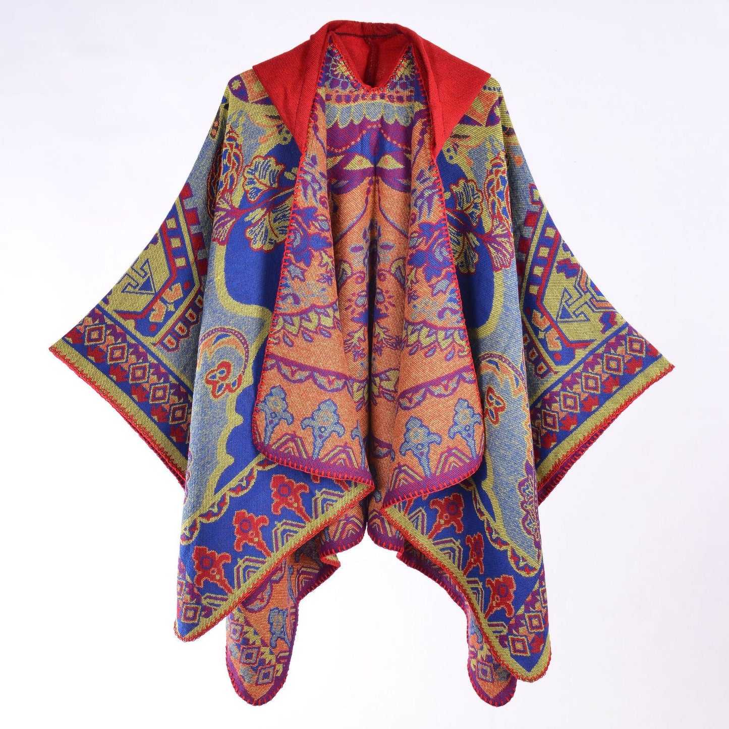 Floral Photography Knitted Hooded Cape