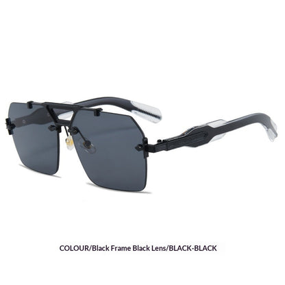 Retro Metal Double-bridge Rimless Sunglasses