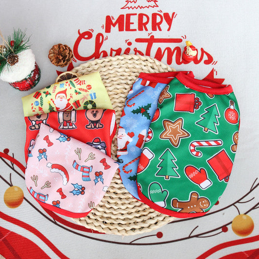 Christmas Limited Edition Cat And Dog Clothing Vest For Small Pete Short Style Non Shedding