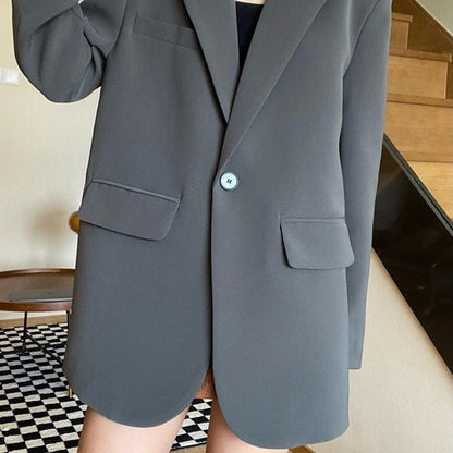 Loose Leisure Slimming Black Blazer For Women