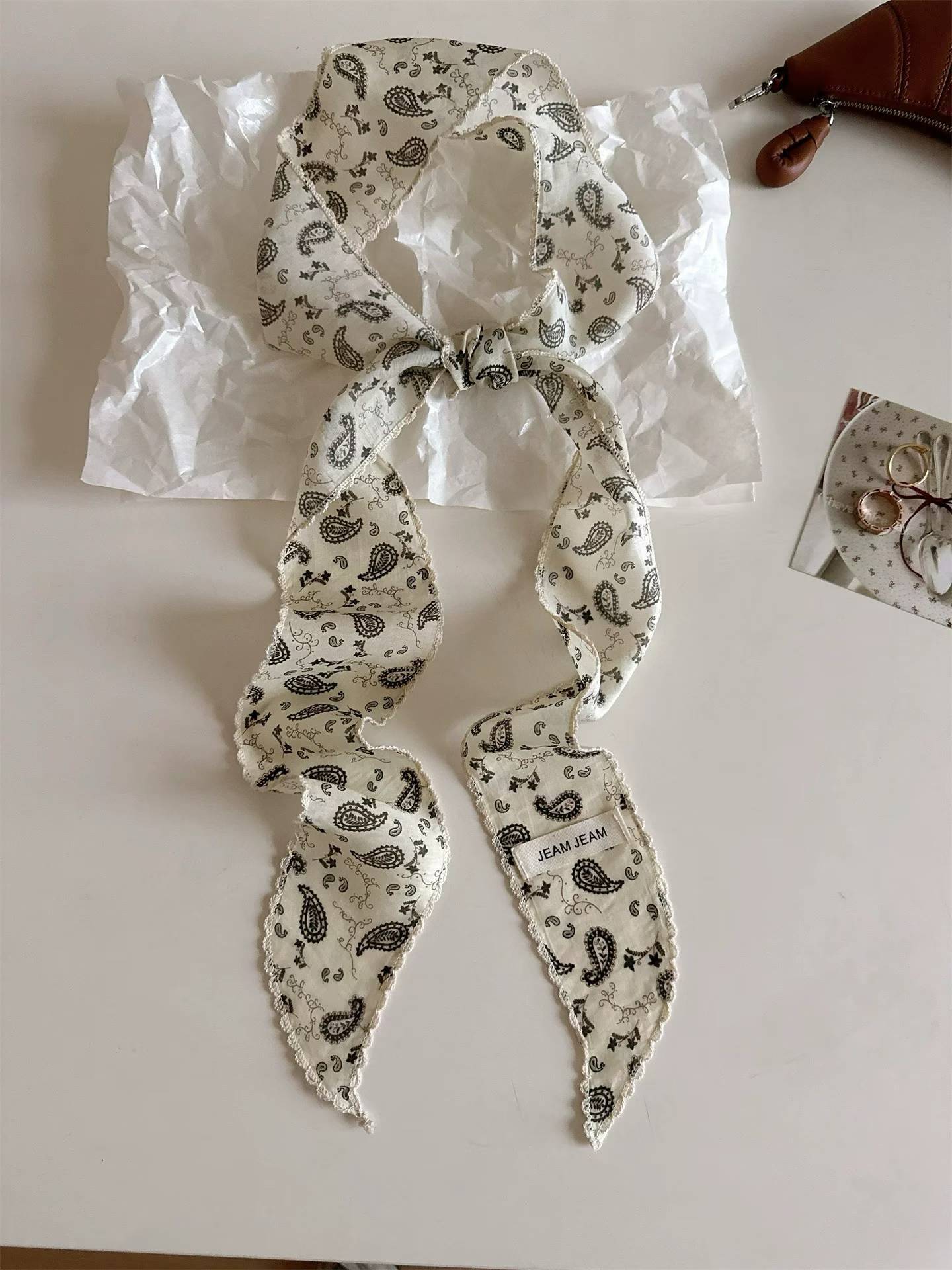 Korean-style Retro Floral Long Silk Scarf
